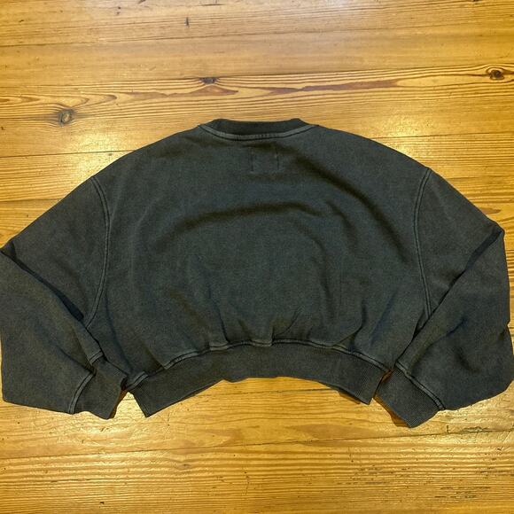 Lazy Sunday dark heather gray jeweled studded cropped crew sweatshirt SIZE L - Picture 6 of 6